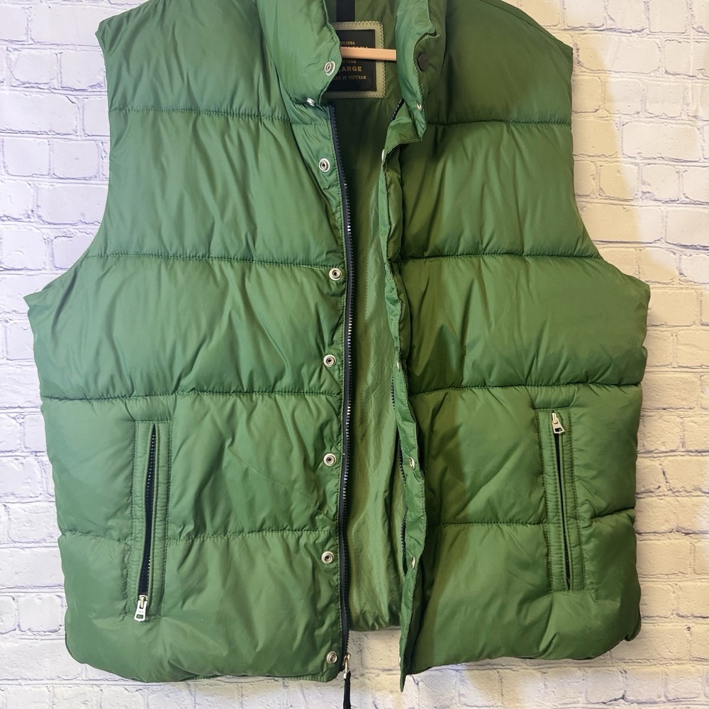Old Navy Puffer Vest Mens XL Green Full Zip Outdoor Fishing Hunting Work - Picture 4 of 8